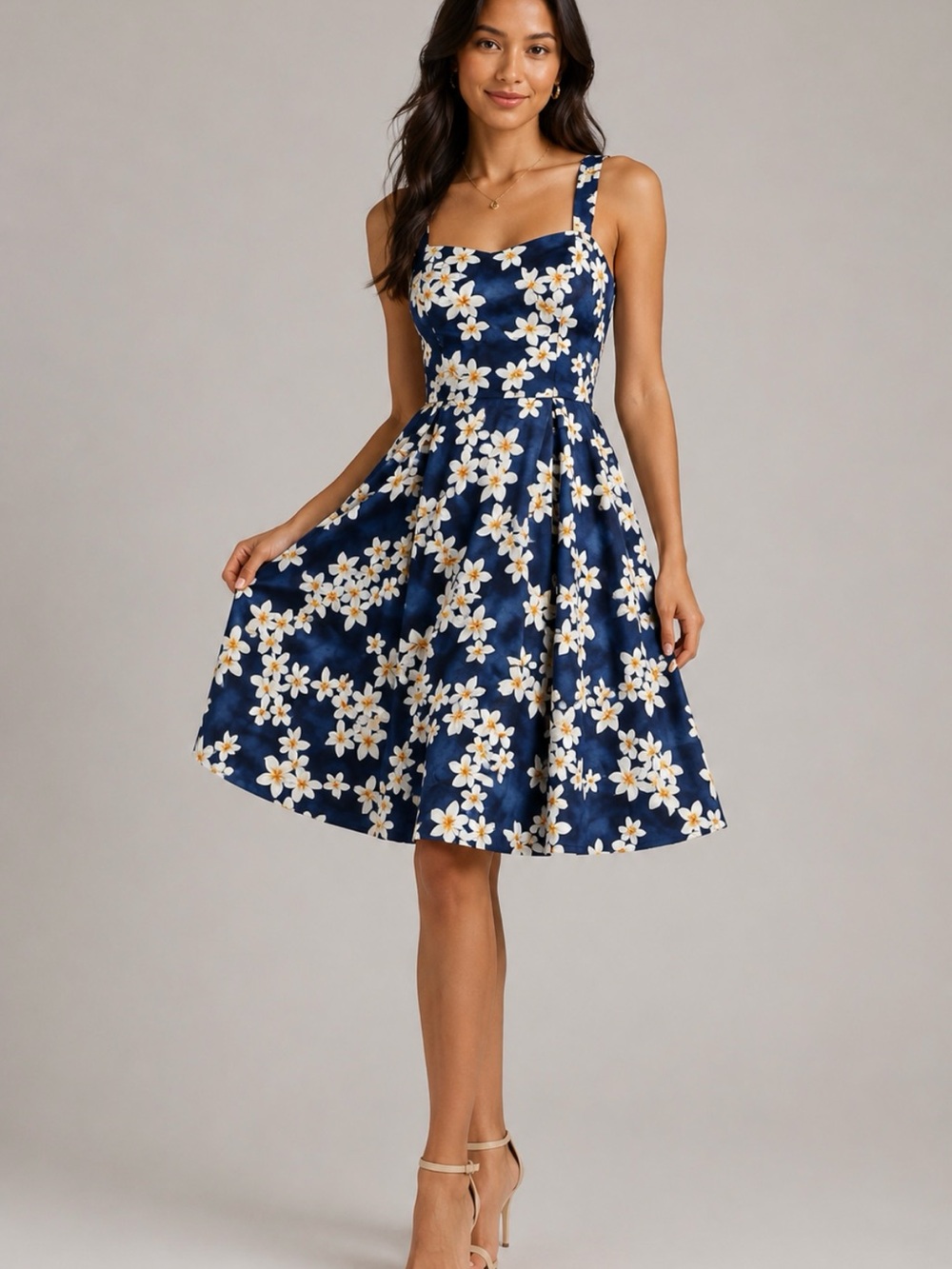Royal Hawaiian Made in Hawaii Bright Pink Floral Sweetheart Cotton Midi Dress